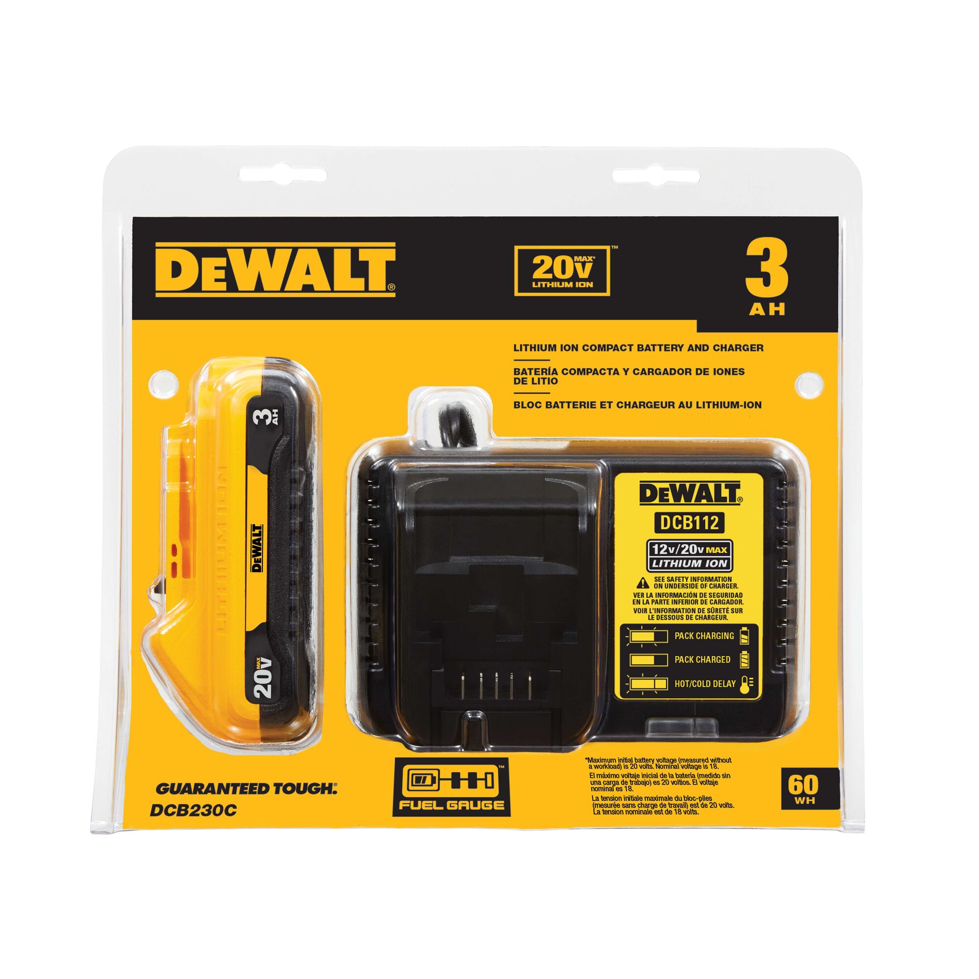 Kit de Bater a ION LI 3.0Ah 20V MAX y Cargador 12V 20V MAX DEWALT